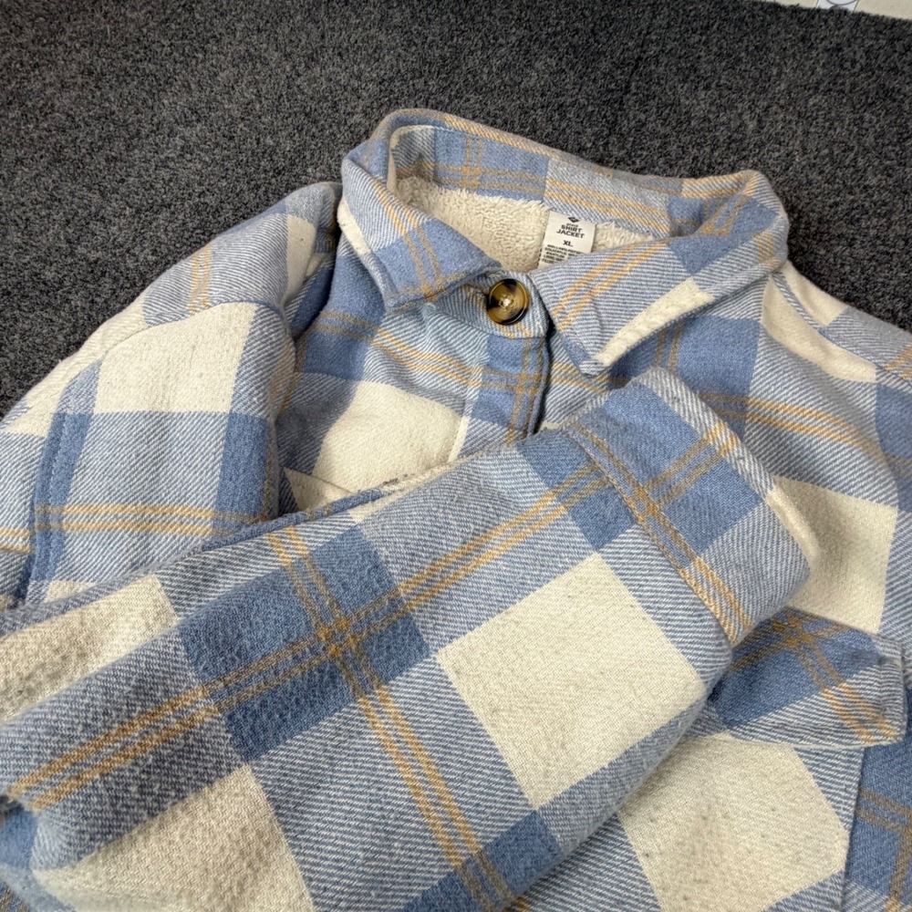 Member's Mark Blue Plaid Sherpa Lined Shirt Jacket Shacket Mens Size XL